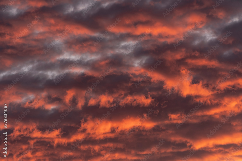 A beautiful red clouded sky background at sunset