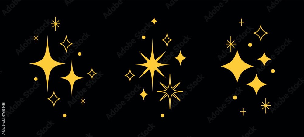 Aesthetic Y2k style. Star, bling, starburst, sparkle icons. Retro