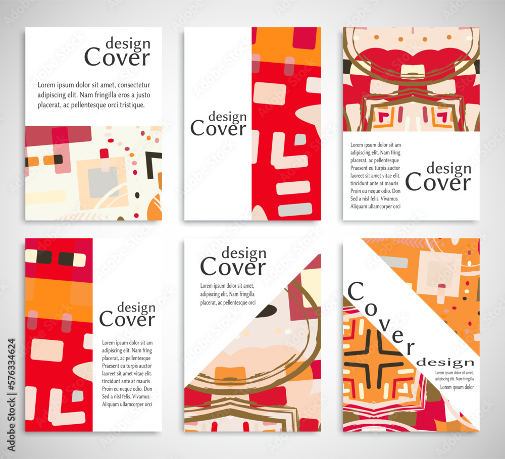 Set of A4 cover, abstract composition. Colorful header design for flyer ...