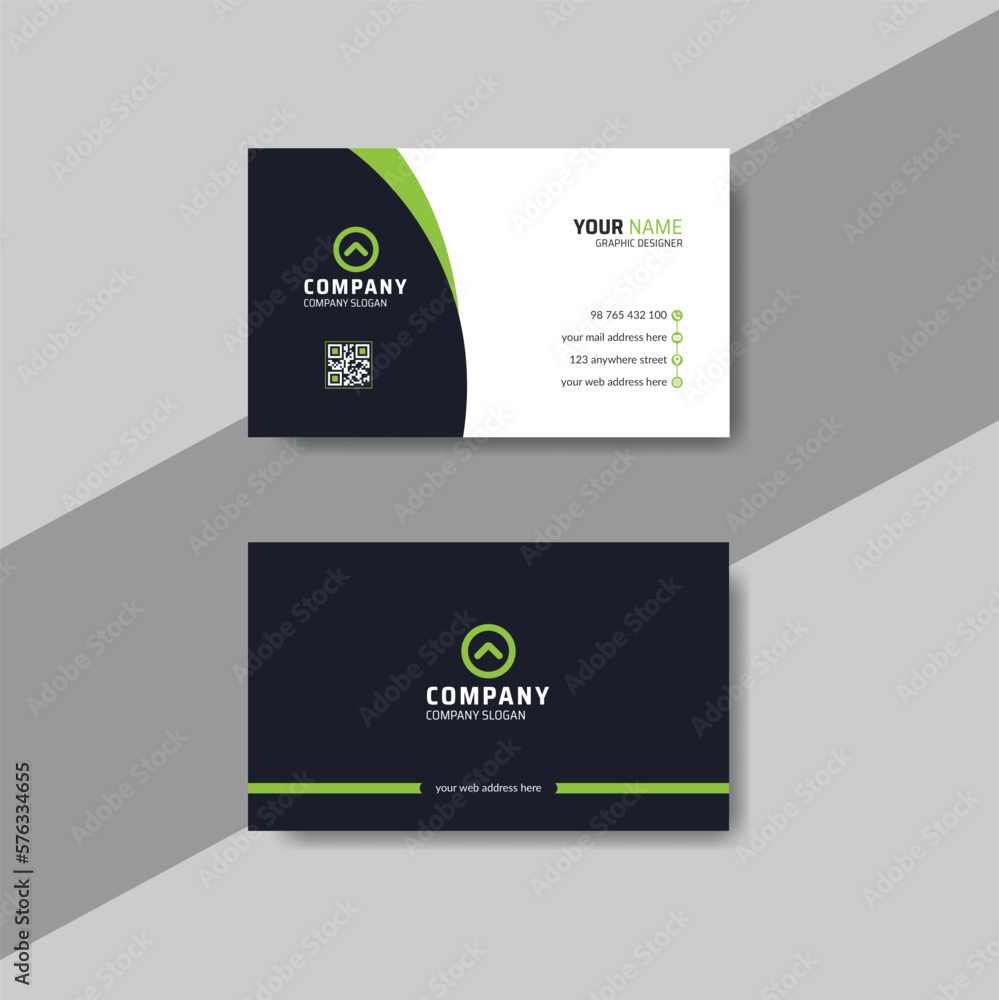 Corporate modern black and green details creative business card template
