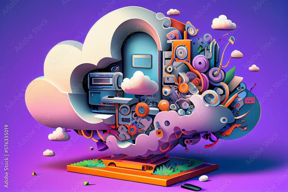 Cloud Computing Illustration. Generative AI