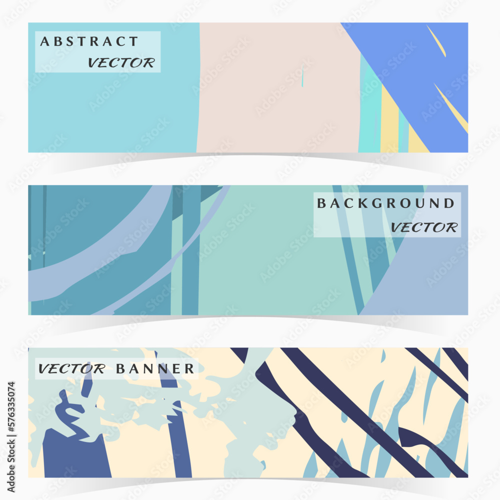 Abstract painting, strokes and doodles banner set. Website header with place for your text, social media advertisement. Hand drawn texture creative abstract design, sale brochure templates. Modern art