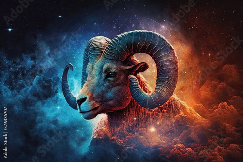 Aries zodiac sign in cosmos, generative AI