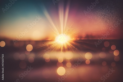 abstract photo of flash of light among trees and flowers with sparkling bokeh lights. (Generative AI)