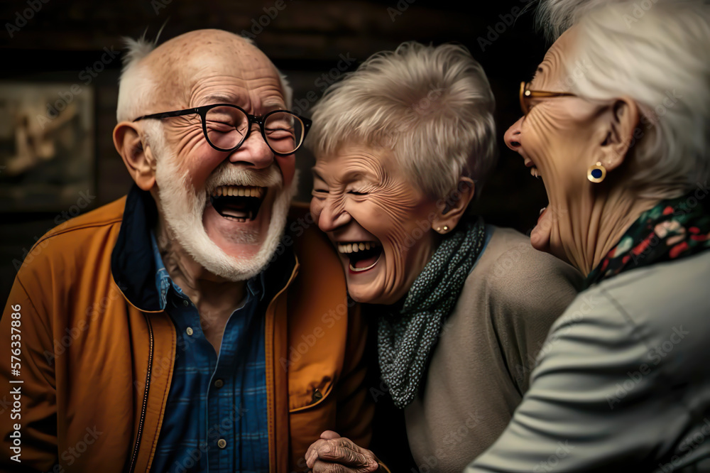Grandparents having a laugh together-Ai generated image - obrazy, fototapety, plakaty 