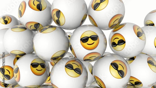 3D Rendering of a social media falling emoji balls