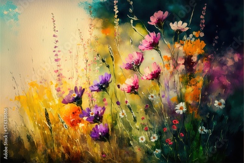 Impressionistic painting of flowers, generative ai