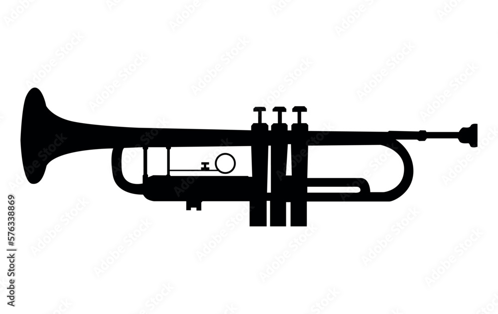 sagoma, strumento musicale, tromba Stock Vector