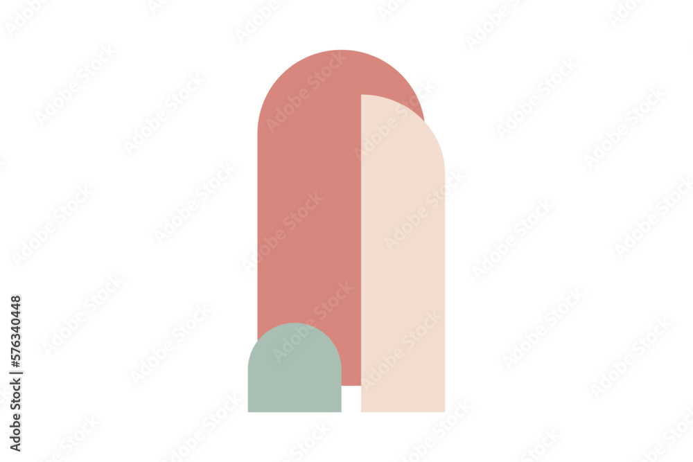 arch half minimal curved line boho illustration