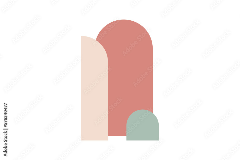 arch half minimal curved line boho illustration