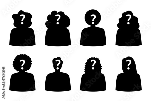 Guess who unknown person silhouette icon vector, anonymous mysterious user profile