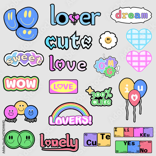 Pop Art Sticker Pack. Collections Of Cute Emoji Smile Badges. Set Of Cool Trendy Patches.
