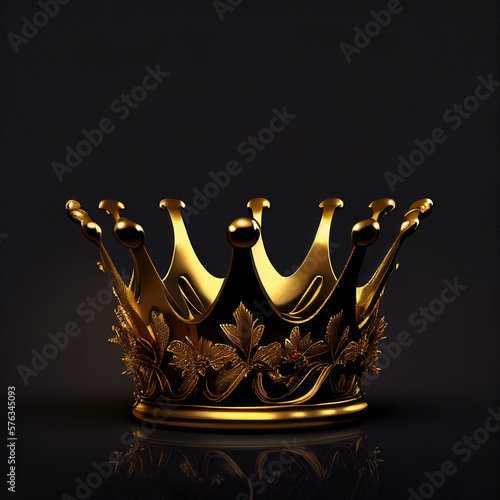 Golden crown 3d render, king or queen kingdom treasure. Generative AI