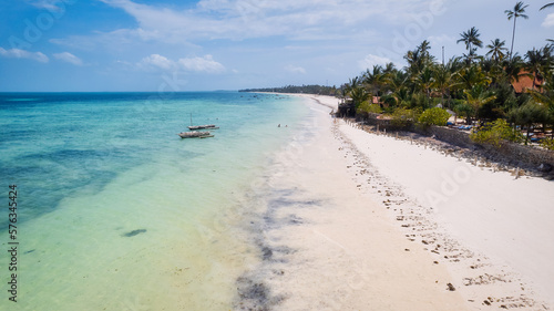 Tableau sur toile Behold the breathtaking aerial footage of Zanzibar's Kiwengwa beach, a tropical