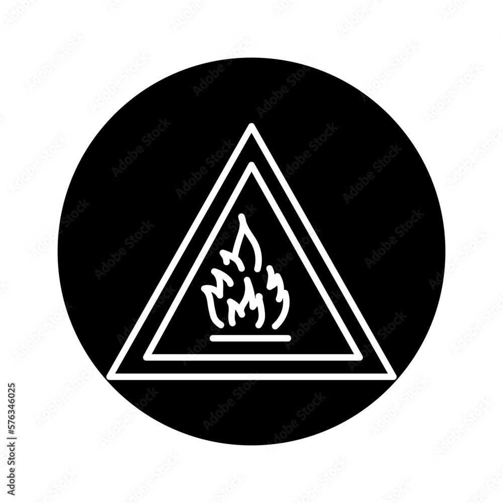 Sign caution fire hazard black line icon. Pictogram for web page Sign caution fire hazard black line icon. Pictogram for web page