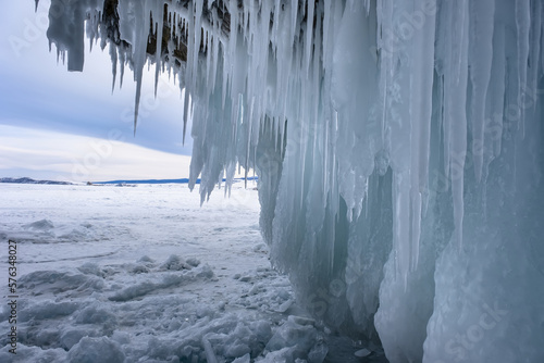 Ice grottoes and icicles on the winter lake Baikal © 02irina