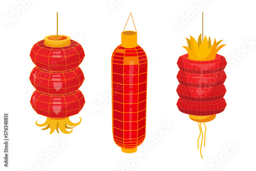 China holiday paper lanterns. New year celebration objects.