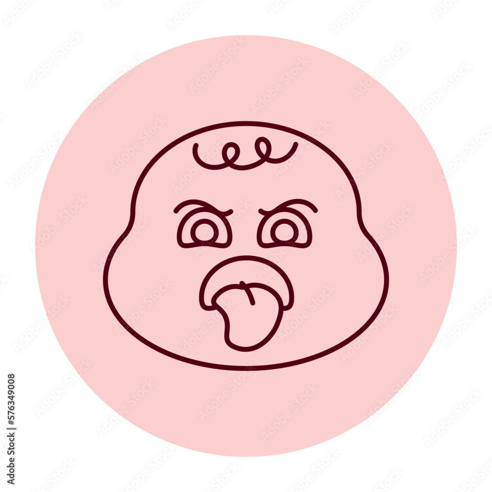 Green round character color line icon. Mascot of emotions. Green round character color line icon. Mascot of emotions.