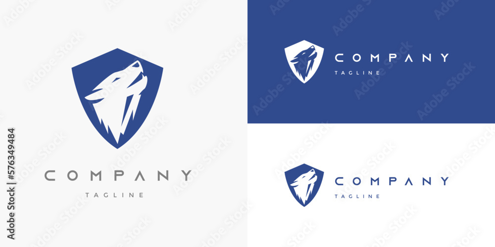 Howl Howling Wolf Head in Shield Logo Design Vector Template for Brand ...