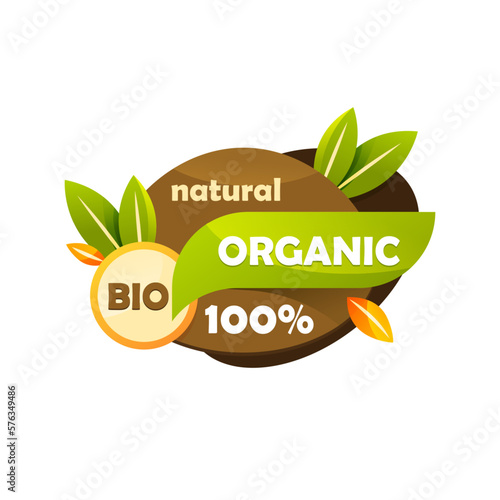 Ecological and bionic label, sticker vector design.