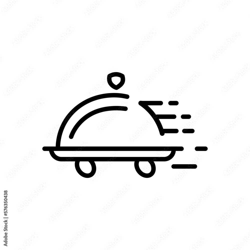 Food delivery icon vector. Food fast delivery concept. Dish cap, meal cover or tray server Food delivery icon vector. Food fast delivery concept. Dish cap, meal cover or tray server