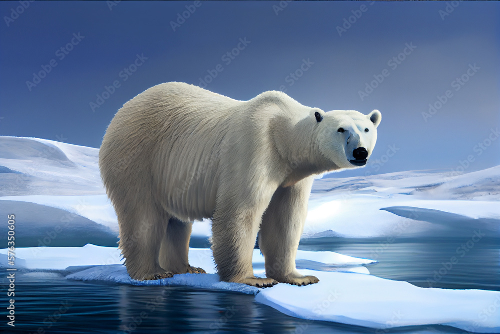 A polar bear is facing the melting ice. Generative AI A polar bear is facing the melting ice. Generative AI