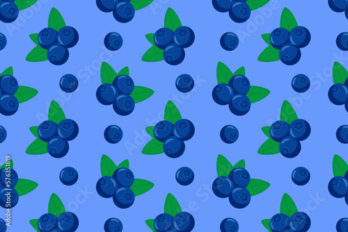 Repeating pattern of blueberries on a blue background