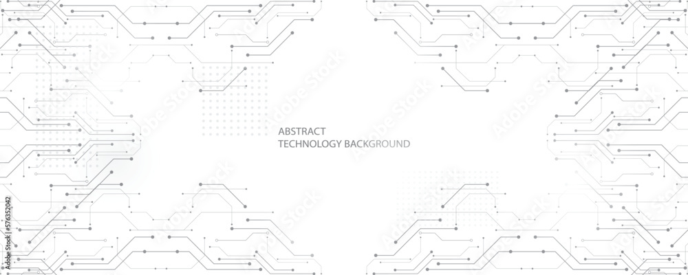 Fototapeta premium Gray white technology background, cutting-edge technology and science line design, can be used as a background image in various ways.