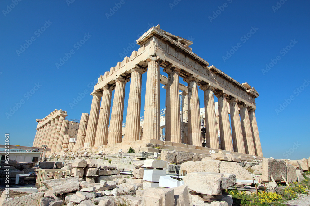 Parthenon temple on a bright day. Acropolis in Athens, Greece Parthenon temple on a bright day. Acropolis in Athens, Greece