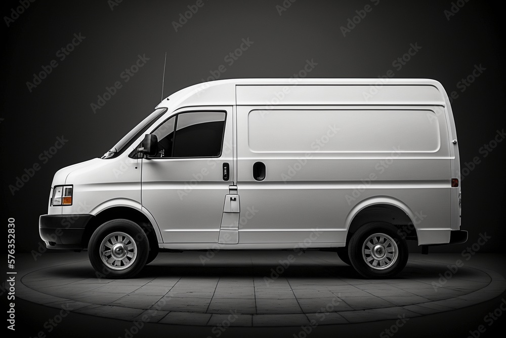 White fleet van with dark background, Ai Generative