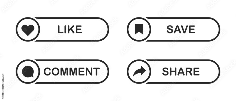 Fototapeta premium Like, comment, share and subscribe flat icons.