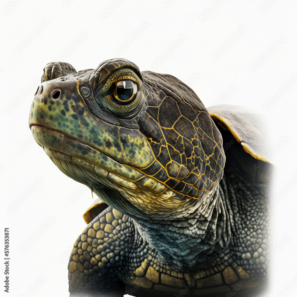 Obraz premium Realistic turtle on a white background, generative AI