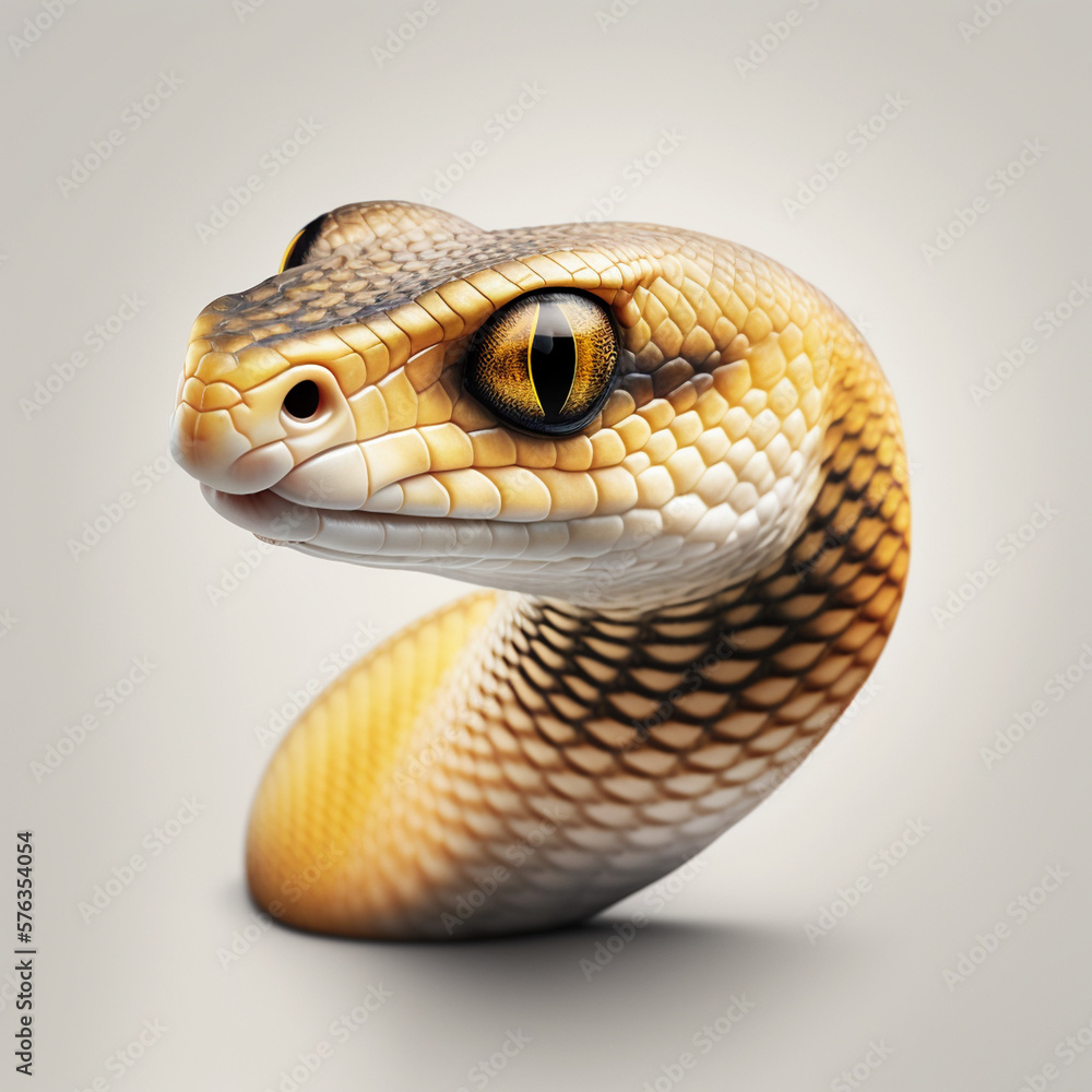 Fototapeta premium Realistic head snake on a white background , generative AI
