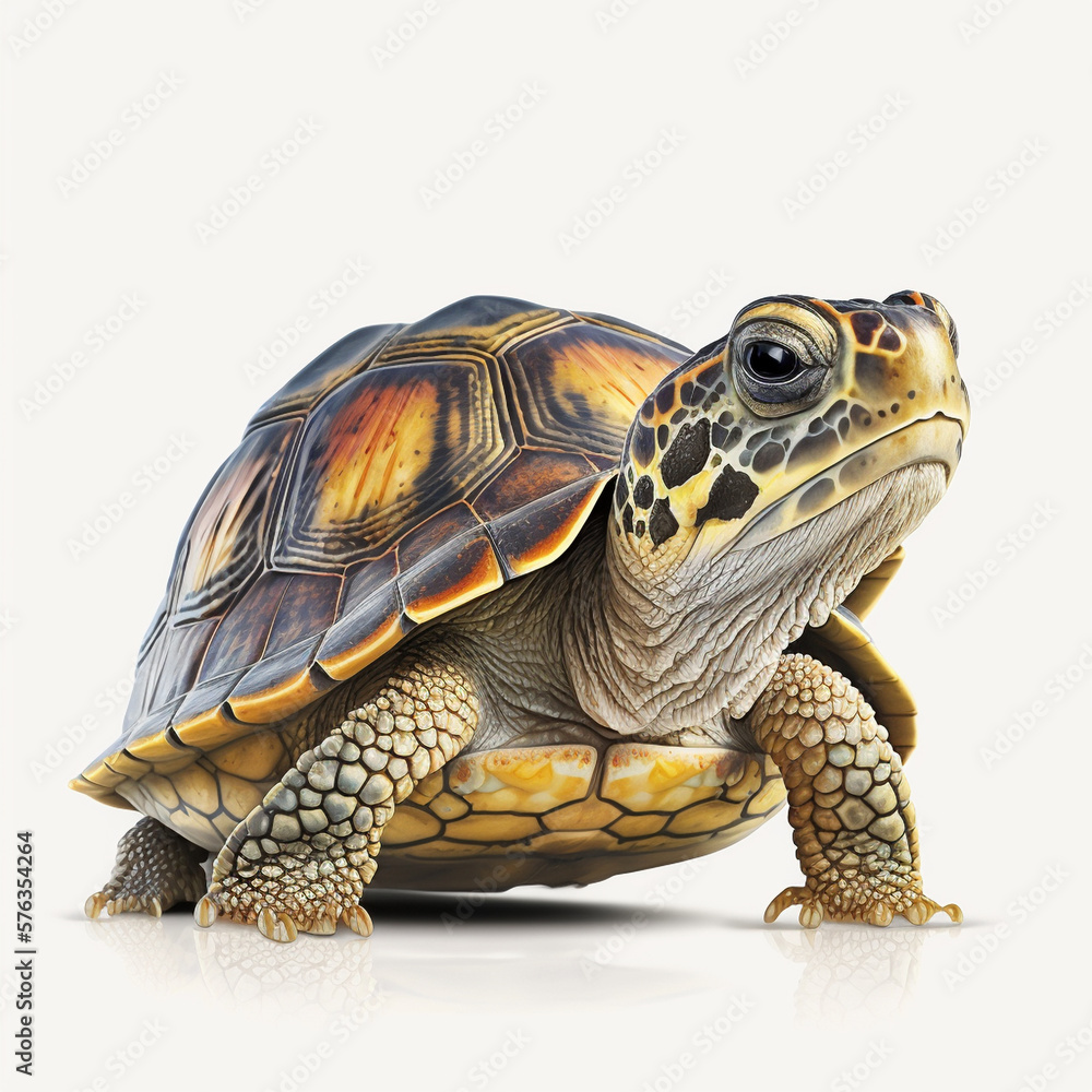 Obraz premium Realistic turtle on a white background, generative AI