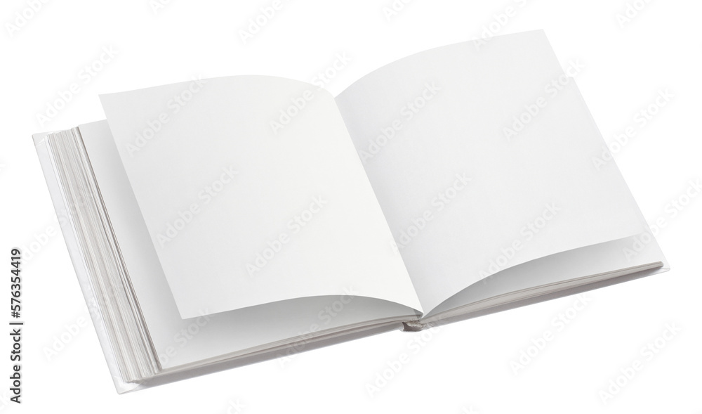 Open square book with blank pages cut out Open square book with blank pages cut out