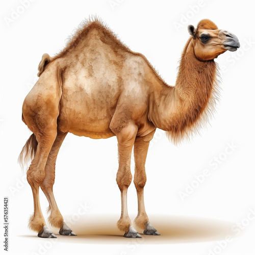 Realistic camel on a white background  generative AI