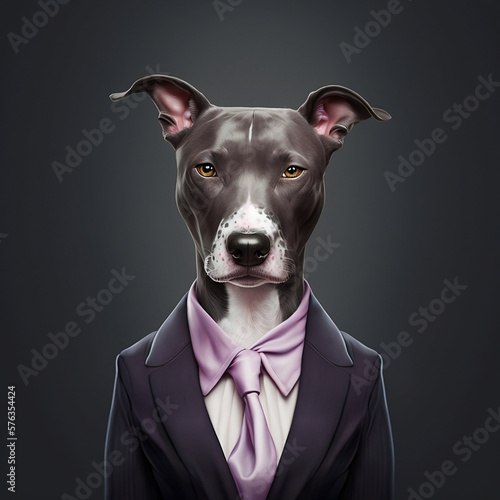 Female Dog in Formal Business Suit, Creative Stock Image of Female Animal in Formal Business Suit. Generative AI