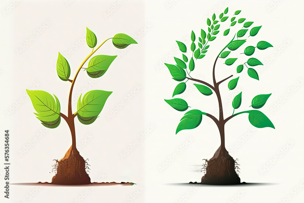 Obraz premium Concept of new life as a seedling emerges and grows (tree). The Symbolic Growth of Business. Generative AI