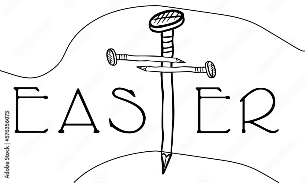 Fototapeta premium Easter Lettering - He is Risen. Vector Illustration.