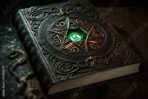 A Black Magic Book, filled with forbidden knowledge and dangerous spells. Generative AI photo
