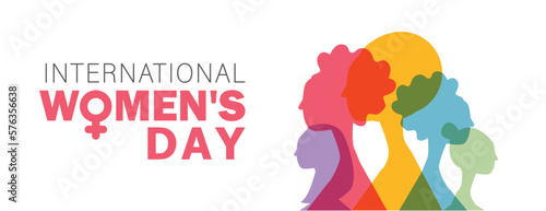 Womans international day. Diverse people face together. Embrace Equity