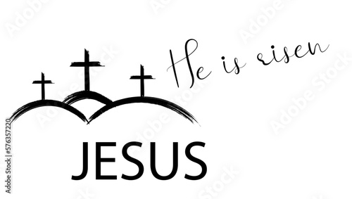 Easter Lettering - He is Risen. Vector Illustration.