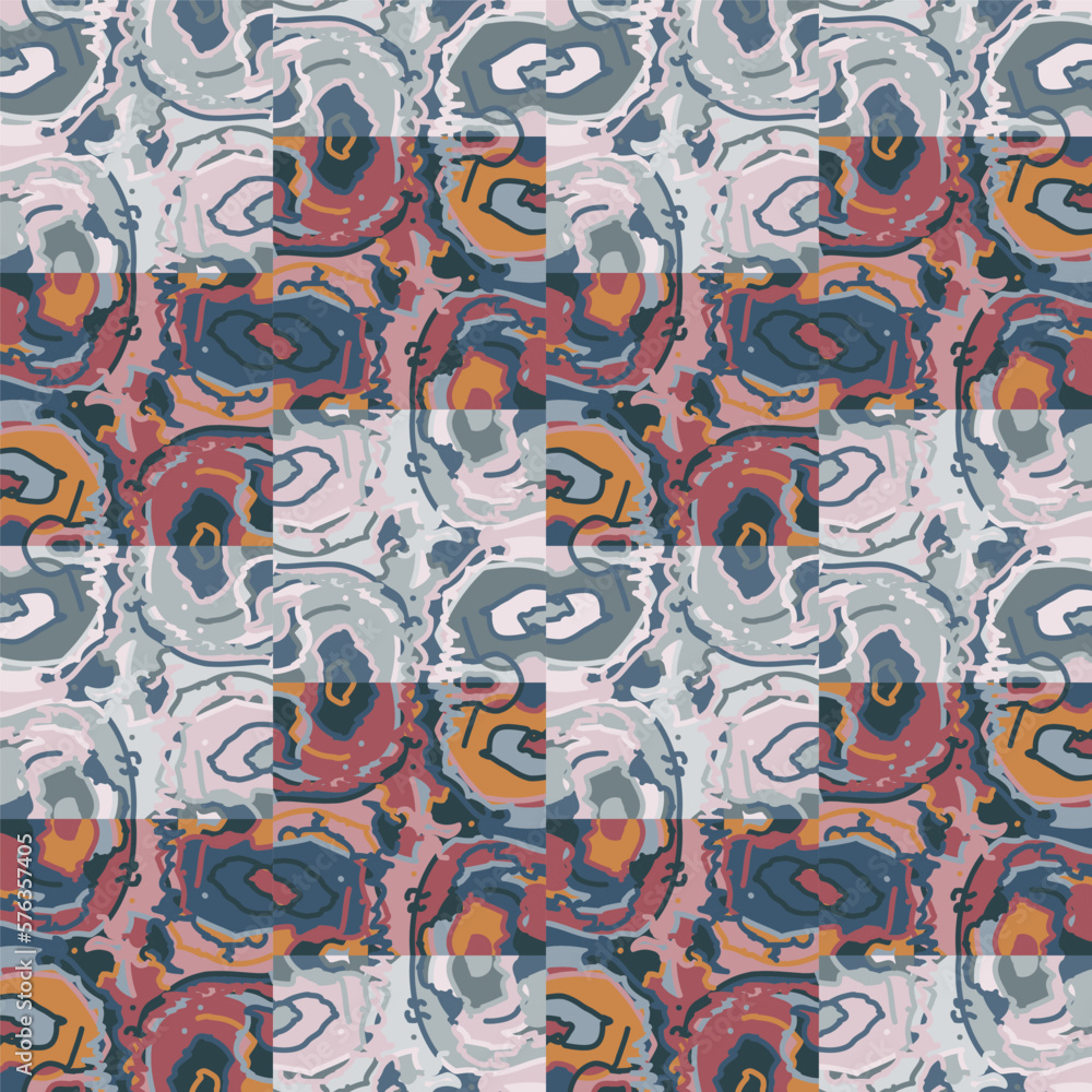 Creative camouflage geometric ornament. Abstract camo seamless background pattern.