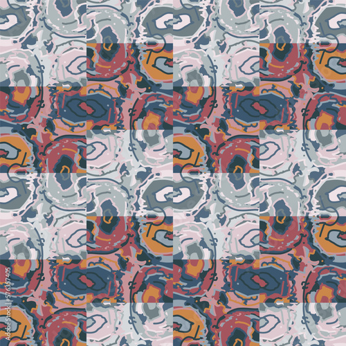 Creative camouflage geometric ornament. Abstract camo seamless background pattern.