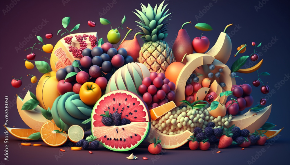 A lof ot colorful of fruits