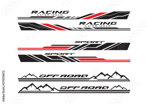 Side car body vector stripes decal. Vehicle vector Decal Stripes for the both parts