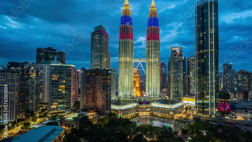 Day to night,4kTime lapse,Amazing scenery of Kuala Lumpur, Malaysia. photo