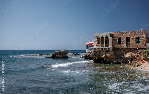sunny day on the Beach of Batroun in September 2022 in Lebanon 