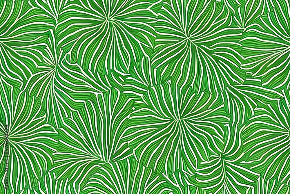 Green plant and leafs pattern. Pencil, hand drawn natural illustration. Simple organic plants design. Botany vintage graphic art. 4k wallpaper, background. Simple, minimal, clean design. Generative AI