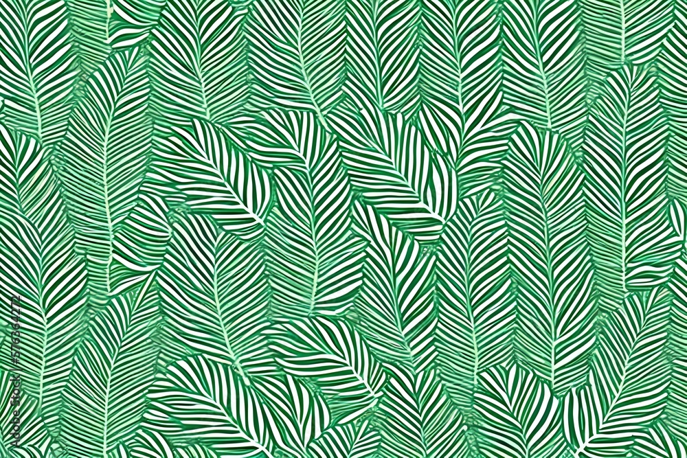 Green plant and leafs pattern. Pencil, hand drawn natural illustration. Simple organic plants design. Botany vintage graphic art. 4k wallpaper, background. Simple, minimal, clean design. Generative AI
